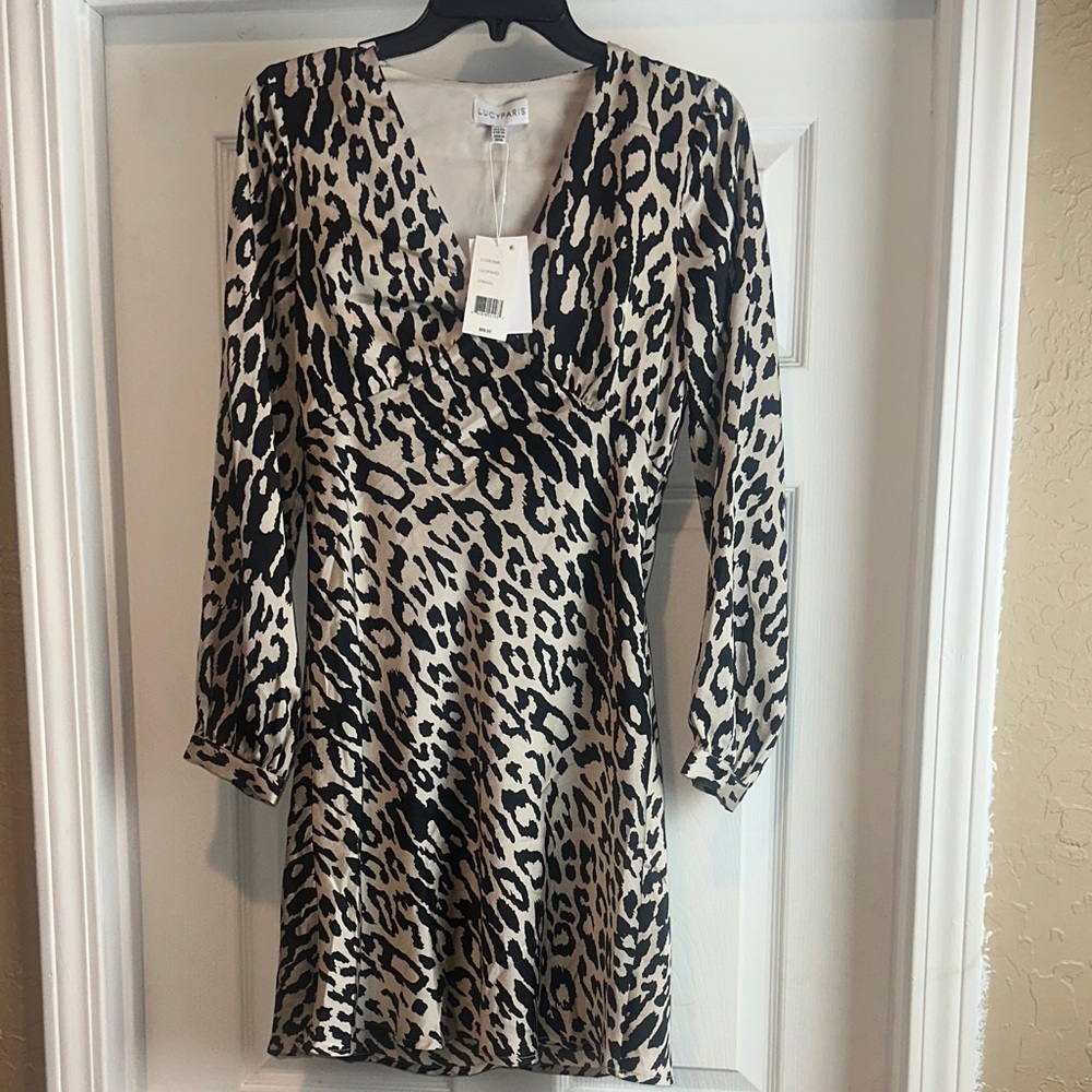 Lucy Paris Leopard Print Long Sleeve Dress Size XS NWT